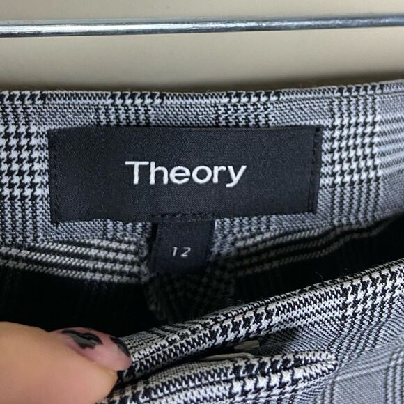 Theory Classic Gray Skinny Pants Cropped Plaid Size 12 - Picture 6 of 6